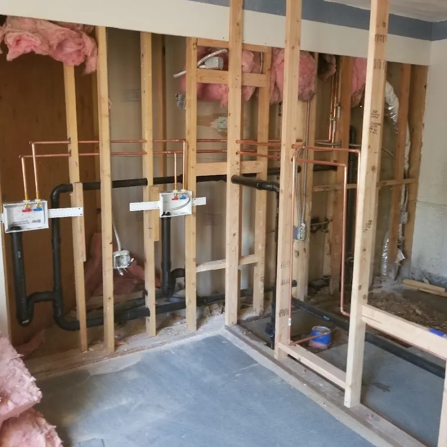 Copper pipe rough-in and plumbing installation in Peach Bottom